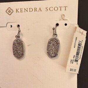 KENDRA SCOTT Lee Silver Drop Earrings in Platinum Drusy